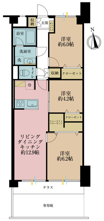 その他 3LDK、専有面積68.75m2、バルコニー面積5.5m2