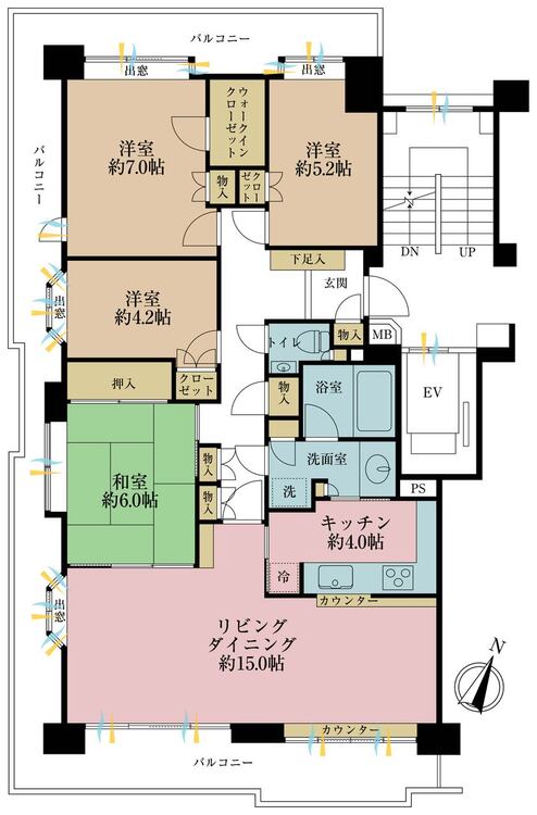 その他 3LDK、専有面積96.77m2、バルコニー面積38.19m2