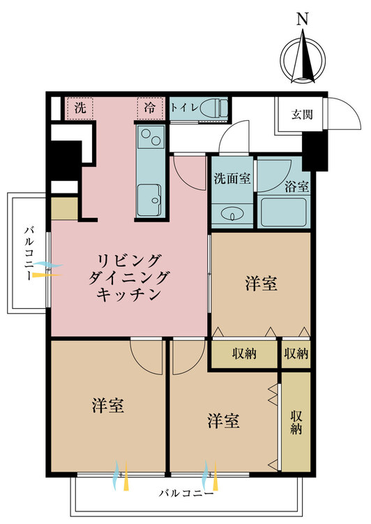 その他 3LDK、専有面積60.25m2、バルコニー面積8.3m2