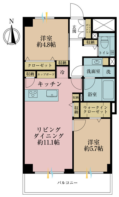 その他 2LDK、専有面積52.76m2、バルコニー面積6.48m2