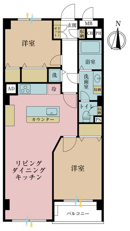 その他 2LDK、専有面積57.97m2、バルコニー面積3.51m2