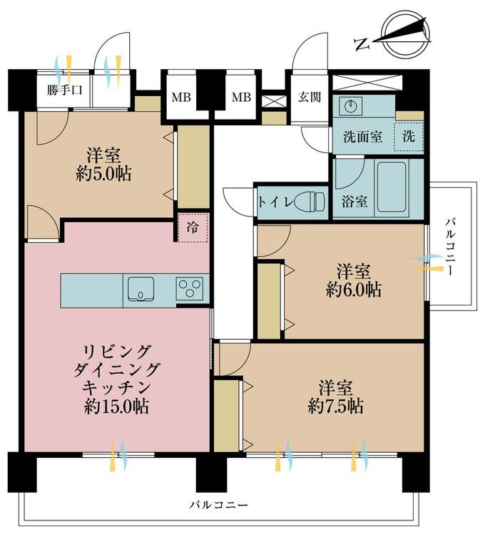 その他 3LDK、専有面積86.4m2、バルコニー面積17.61m2