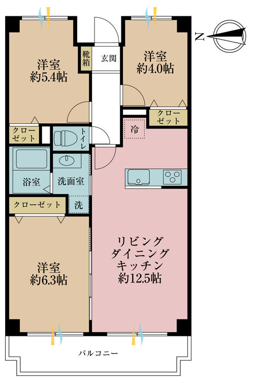 その他 3LDK、専有面積61.69m2、バルコニー面積10.51m2