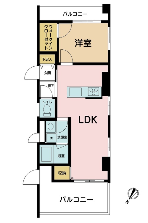 その他 1LDK、専有面積43.57m2、バルコニー面積12.56m2