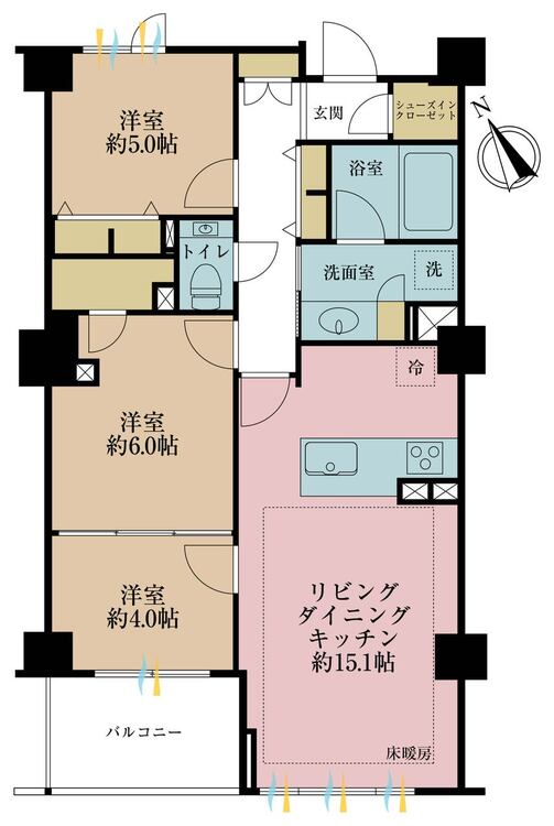 その他 3LDK、専有面積70.4m2、バルコニー面積5.7m2