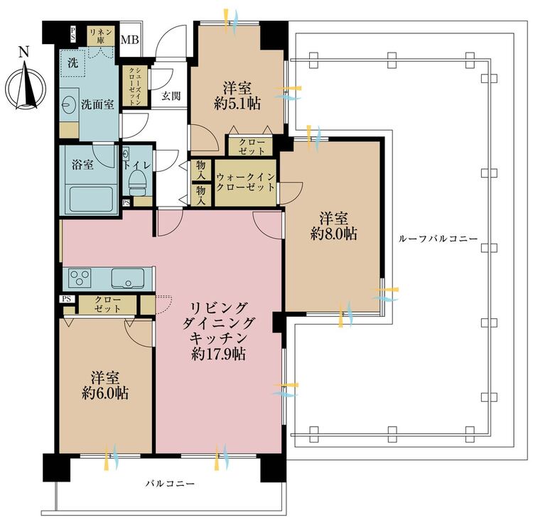 その他 3LDK、専有面積82.33m2、バルコニー面積9.26m2