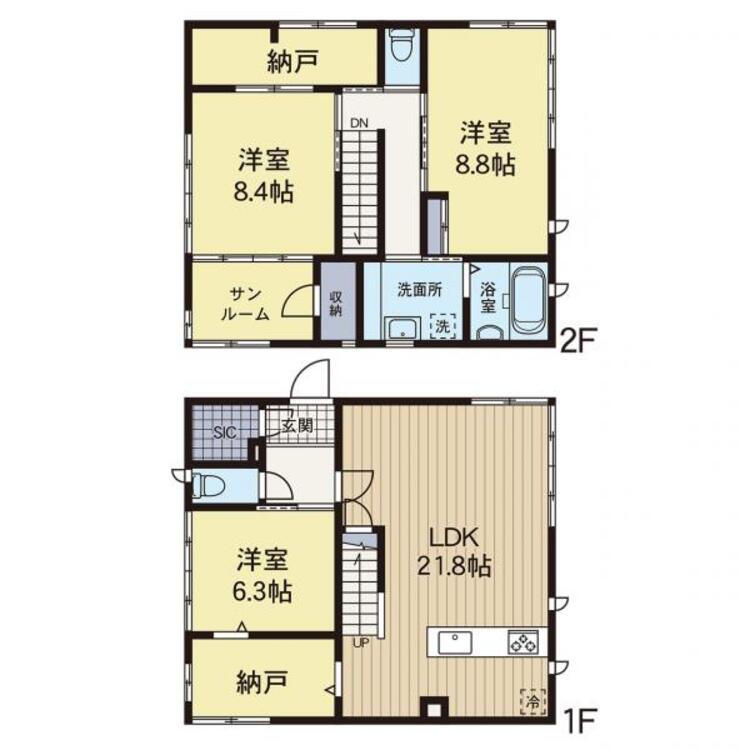 間取り 【間取り図】各室６帖以上の広々とした間取りです♪