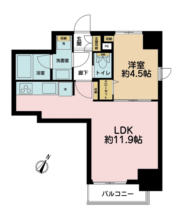 その他 1LDK、専有面積40.23m2、バルコニー面積3.72m2