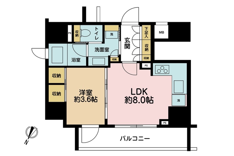 その他 1LDK、専有面積32.51m2、バルコニー面積6.37m2