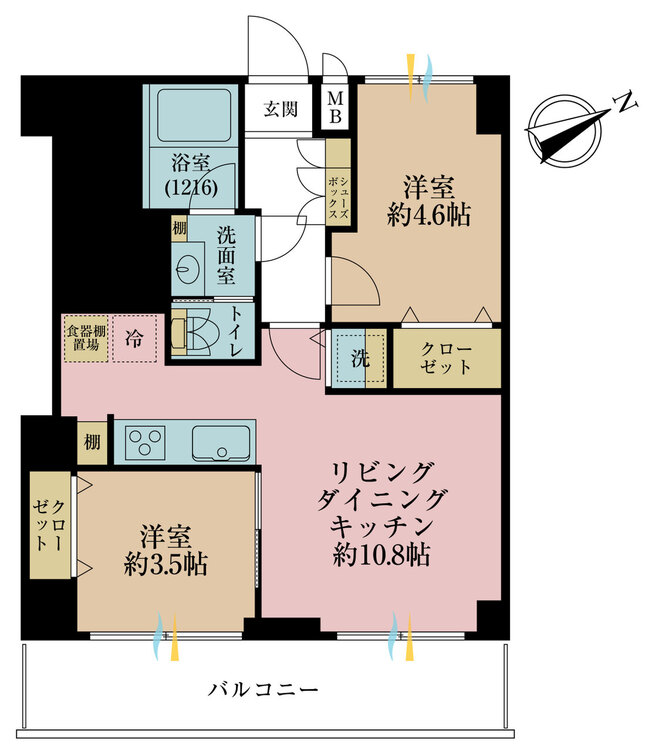 その他 2LDK、専有面積48.67m2、バルコニー面積9.45m2