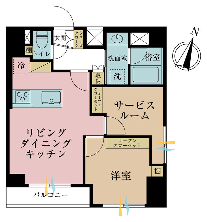 その他 1LDK+S（納戸）、専有面積46.57m2、バルコニー面積3.19m2