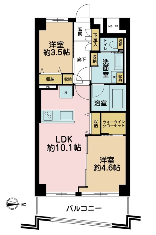 その他 2LDK、専有面積48m2、バルコニー面積6.75m2