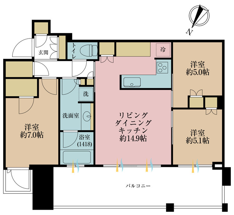 その他 3LDK、専有面積73.42m2、バルコニー面積19.95m2