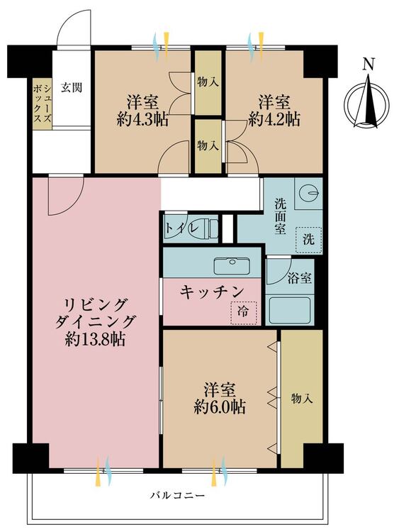 その他 3LDK、専有面積71.69m2、バルコニー面積16.13m2