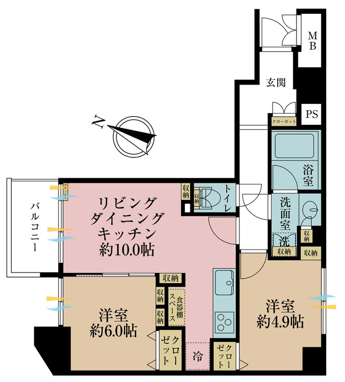 その他 2LDK、専有面積47.91m2、バルコニー面積4.05m2