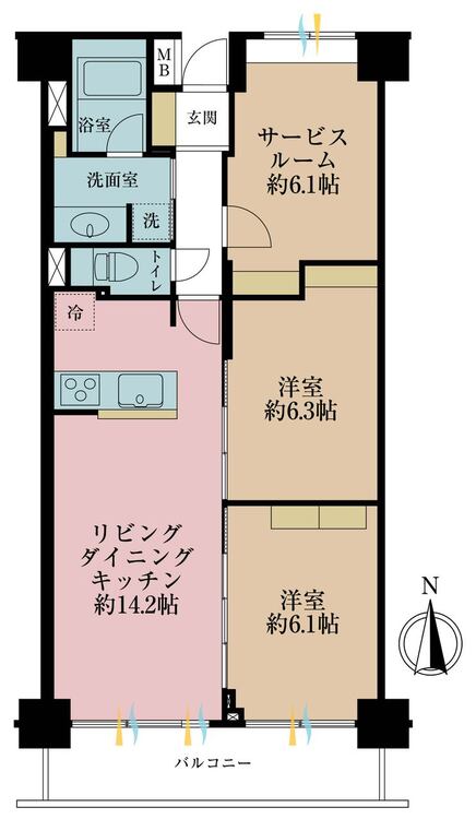 その他 2LDK+S（納戸）、専有面積67.54m2、バルコニー面積8.12m2