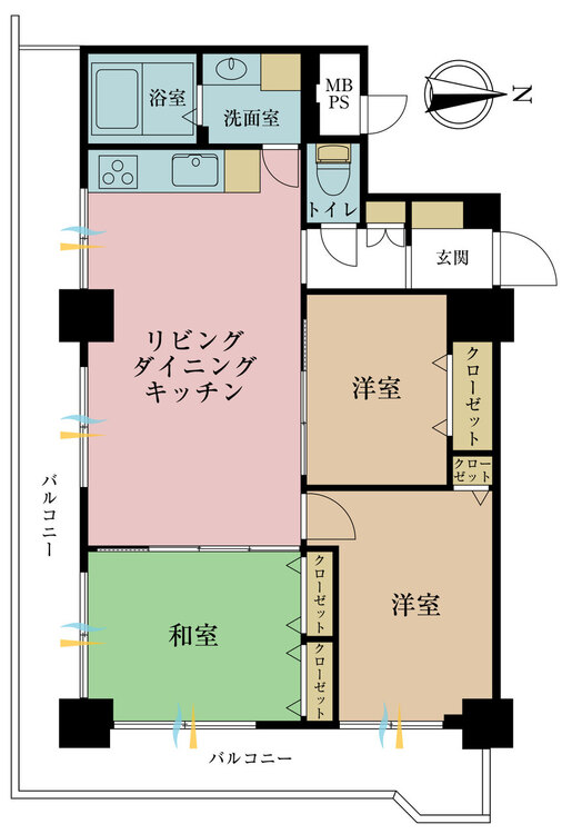 その他 3LDK、専有面積59.98m2、バルコニー面積19.59m2
