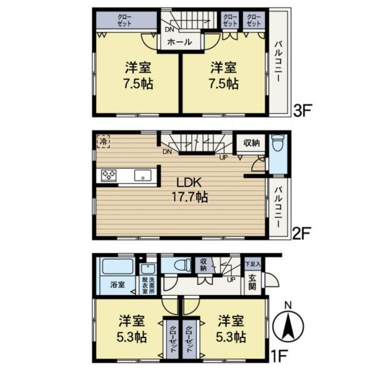 間取り 【間取り】LDK１７帖の広さがあり開放的な空間があります。