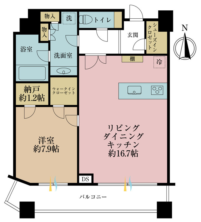 その他 1LDK、専有面積59.93m2、バルコニー面積9.54m2
