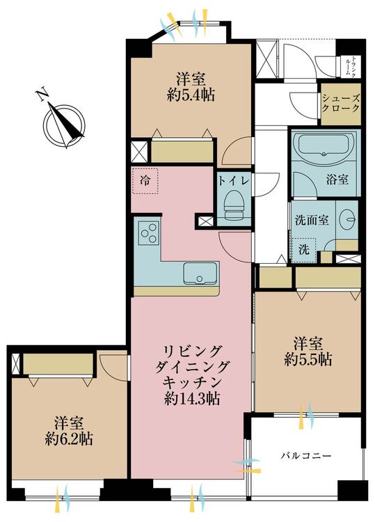 その他 3LDK、専有面積71.68m2、バルコニー面積6m2