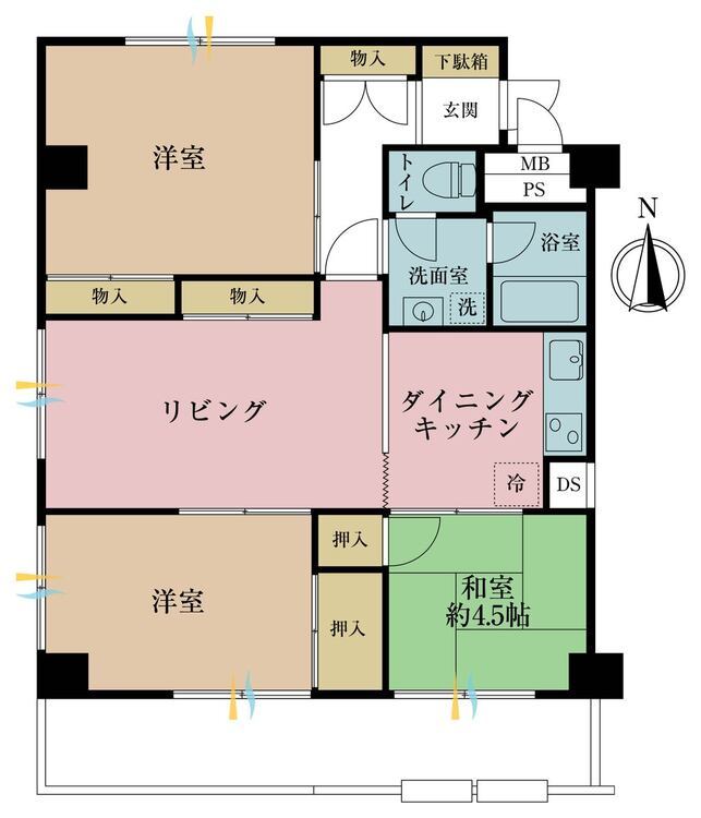 その他 3LDK、専有面積67.58m2、バルコニー面積10.75m2