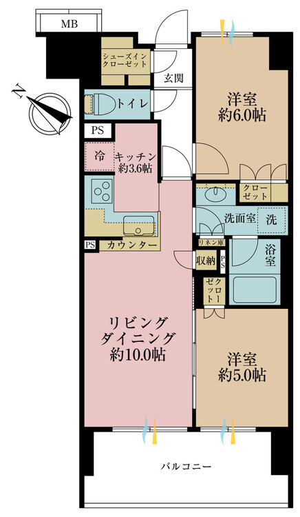 その他 2LDK、専有面積56.78m2、バルコニー面積11m2