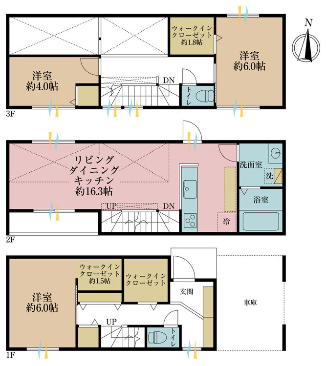 間取り ３ＬＤＫ、土地面積６６．０１平米、建物面積１０３．６平米