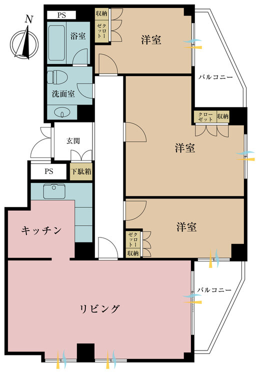 その他 3LDK、専有面積101.63m2、バルコニー面積10.84m2