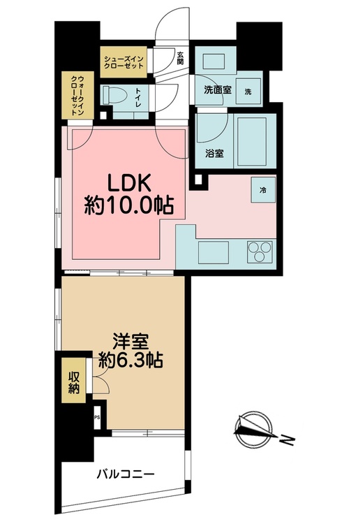 その他 1LDK、専有面積40.02m2、バルコニー面積4.96m2