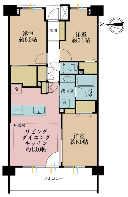 その他 3LDK、専有面積70.21m2、バルコニー面積10.7m2