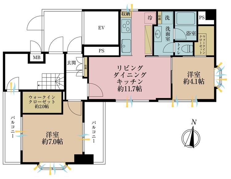 その他 2LDK、専有面積54.89m2