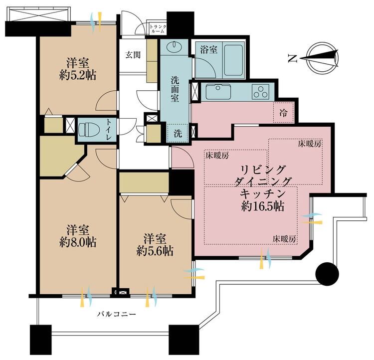 その他 3LDK、専有面積79.83m2、バルコニー面積13.83m2