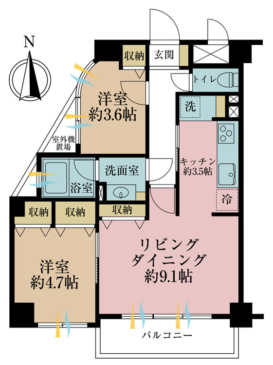 その他 2LDK、専有面積53.54m2、バルコニー面積5.05m2