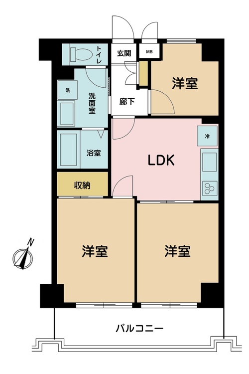 その他 3DK、専有面積50.28m2、バルコニー面積8.01m2