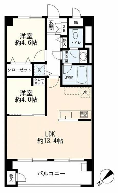 間取り 間取り（２ＬＤＫ＋バルコニー）
