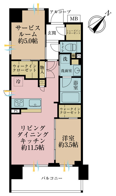その他 1LDK+S（納戸）、専有面積47.96m2、バルコニー面積8.16m2