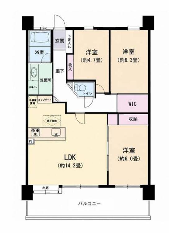 間取り 水回り設備全交換のため清潔感があり気持ちよく暮らせます