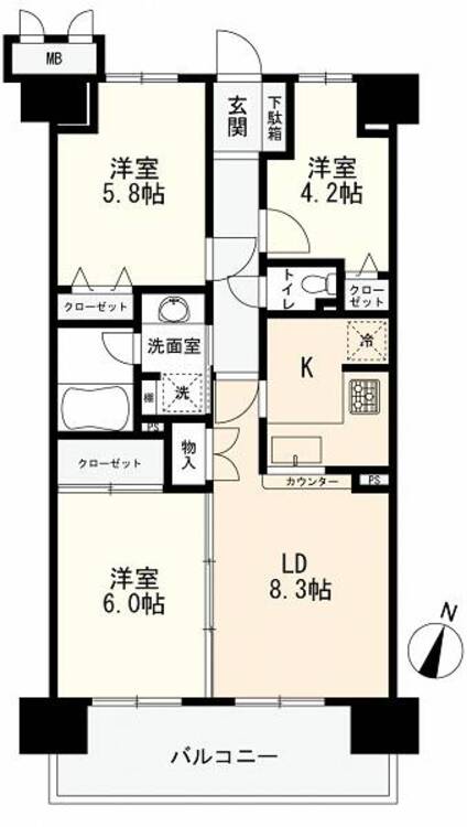 間取り 間取図　３ＬＤＫ