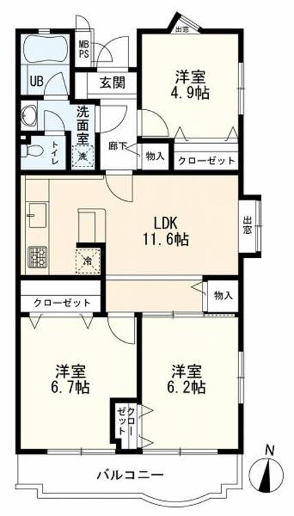 間取り 間取図　３LDK