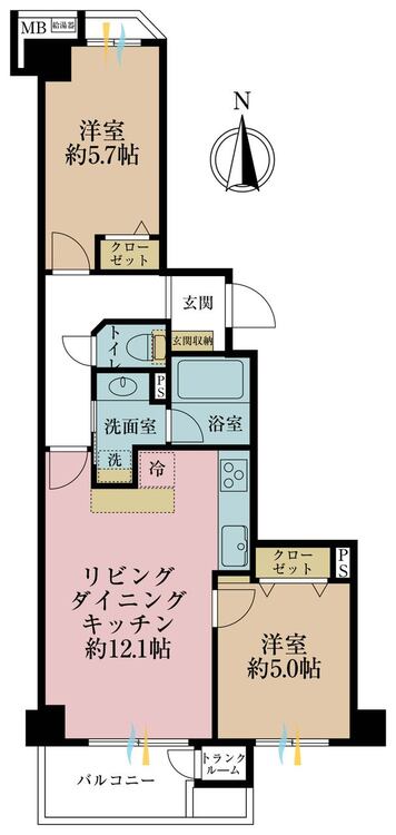 その他 2LDK、専有面積55.01m2、バルコニー面積4.03m2