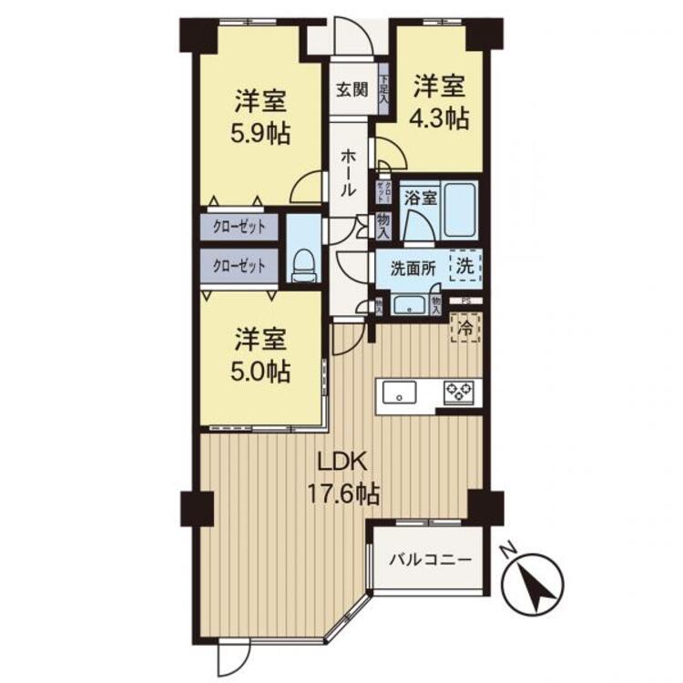 間取り 【間取図】時間のゆとりと空間、爽やかな陽光がもたらす光と風を贅沢なまでに感じる暮らしがここに始まります。