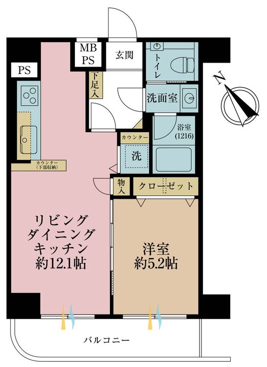 その他 1LDK、専有面積42.12m2、バルコニー面積6.23m2