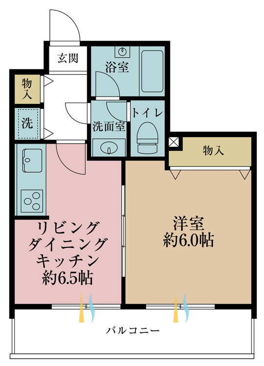 その他 1LDK、専有面積32.42m2、バルコニー面積6.96m2
