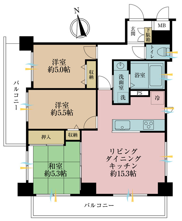 その他 3LDK、専有面積68.84m2、バルコニー面積16.67m2