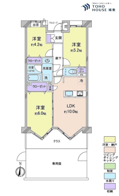 間取り １ＳＳＬＤＫ、専有面積平米、テラス面積９．０４平米、専用庭面積１６．５平米