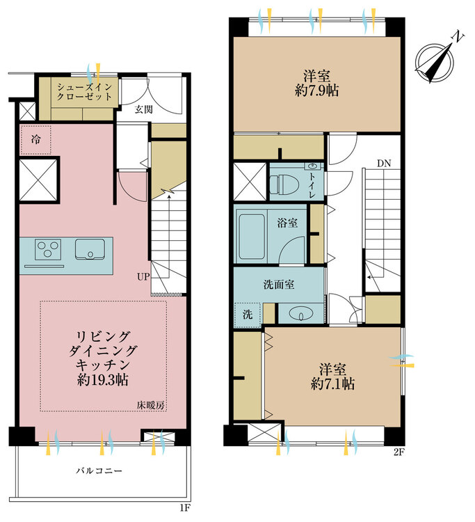 その他 2LDK、専有面積93.69m2、バルコニー面積6.75m2