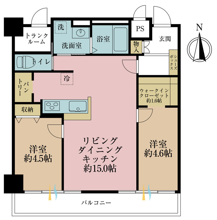 その他 2LDK、専有面積63.72m2、バルコニー面積8m2