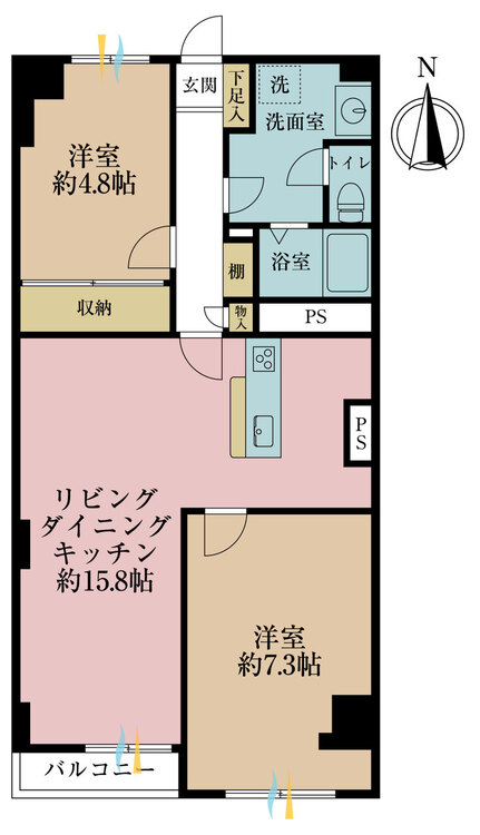その他 2LDK、専有面積67.7m2、バルコニー面積3.54m2