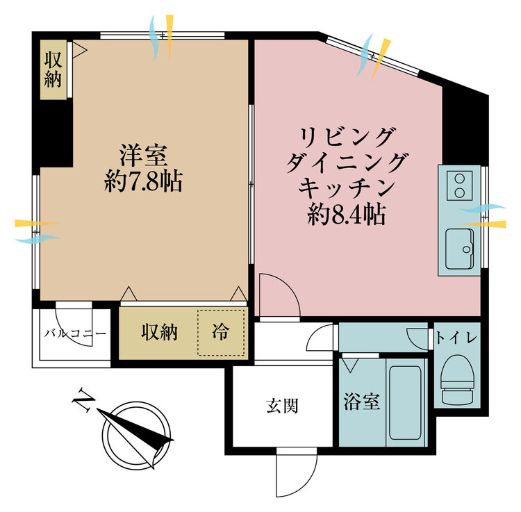 その他 1LDK、専有面積31.77m2、バルコニー面積1.26m2