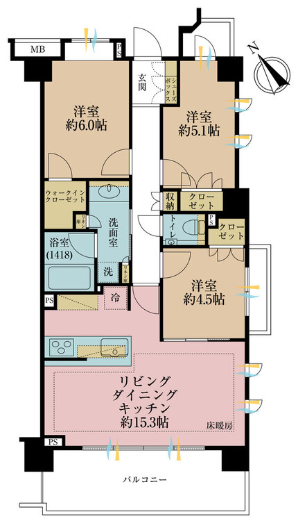 その他 3LDK、専有面積70.85m2、バルコニー面積12.3m2